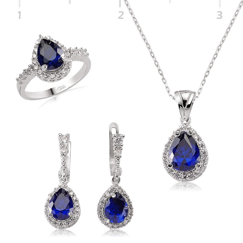 Zirkon Safir Taşlı Set