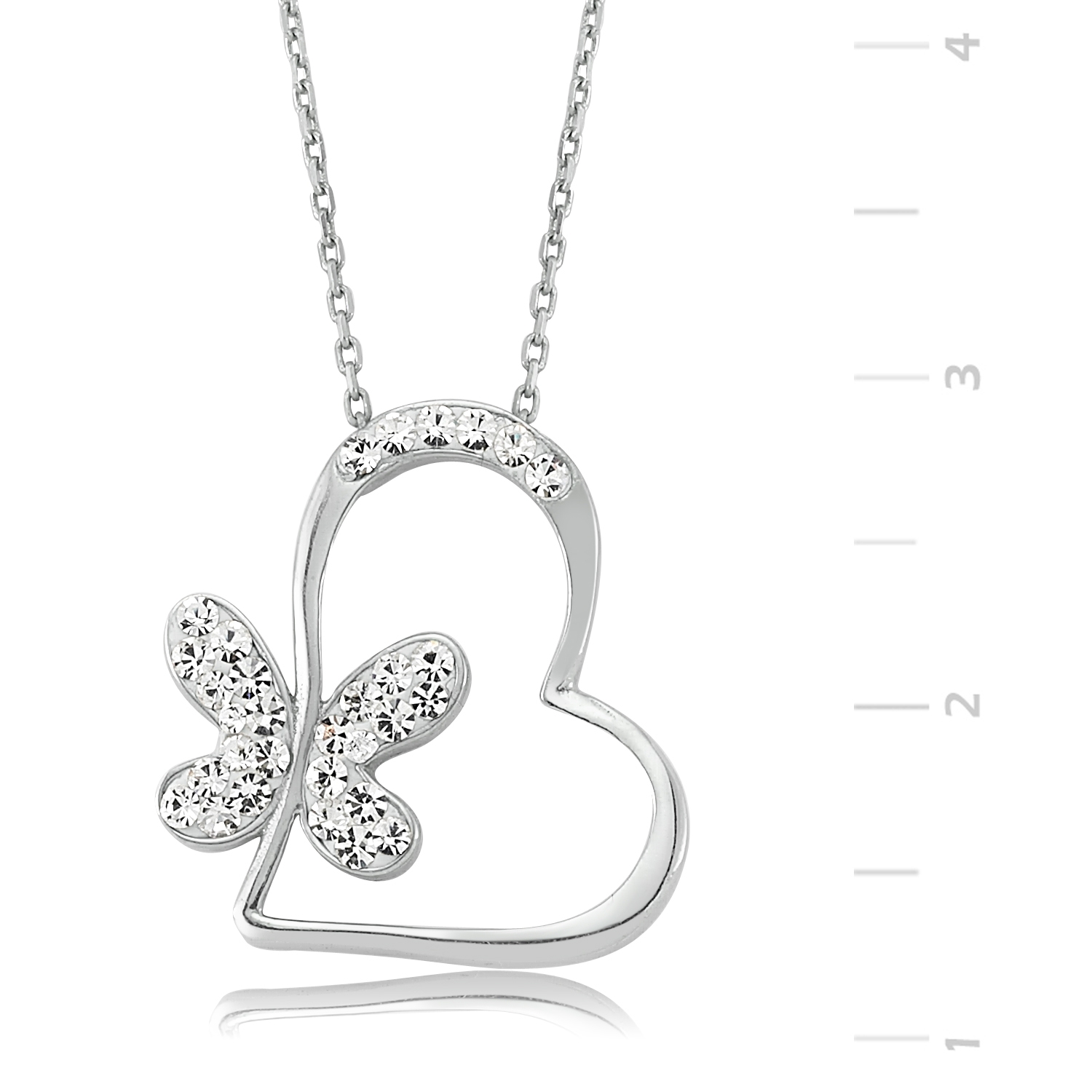 Silver Heart Butterfly Necklace