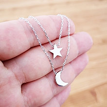 İki Zincirli Ay ve Yıldız Kolye Fotoğraf 2