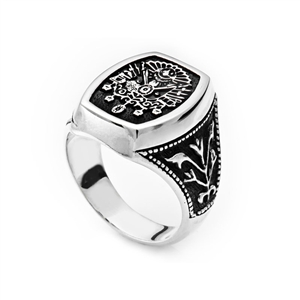 Gümüş Tuğra-Ayyıldızlı Yüzüğü resim 1