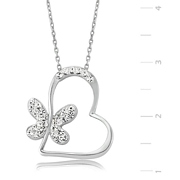 Silver Heart Butterfly Necklace resim 1