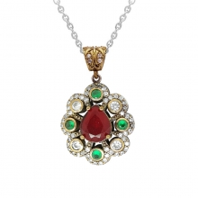 Renkli Taşlı Bronzlu Set Fotoğraf 2