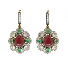 Renkli Taşlı Bronzlu Set Fotoğraf 3