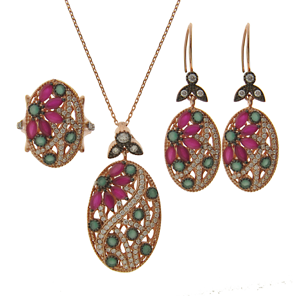 Set Taşlı üçlü Set