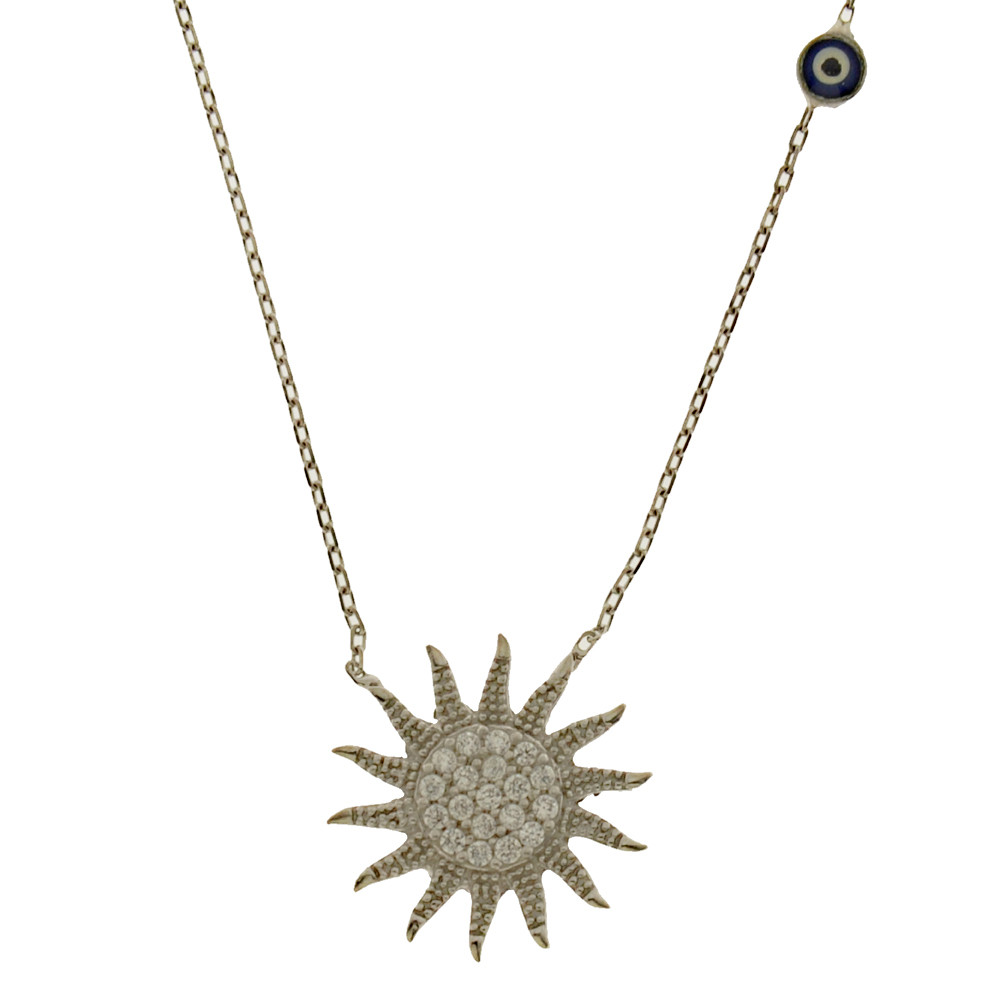 Güneş Motifli Taşlı Kolye
